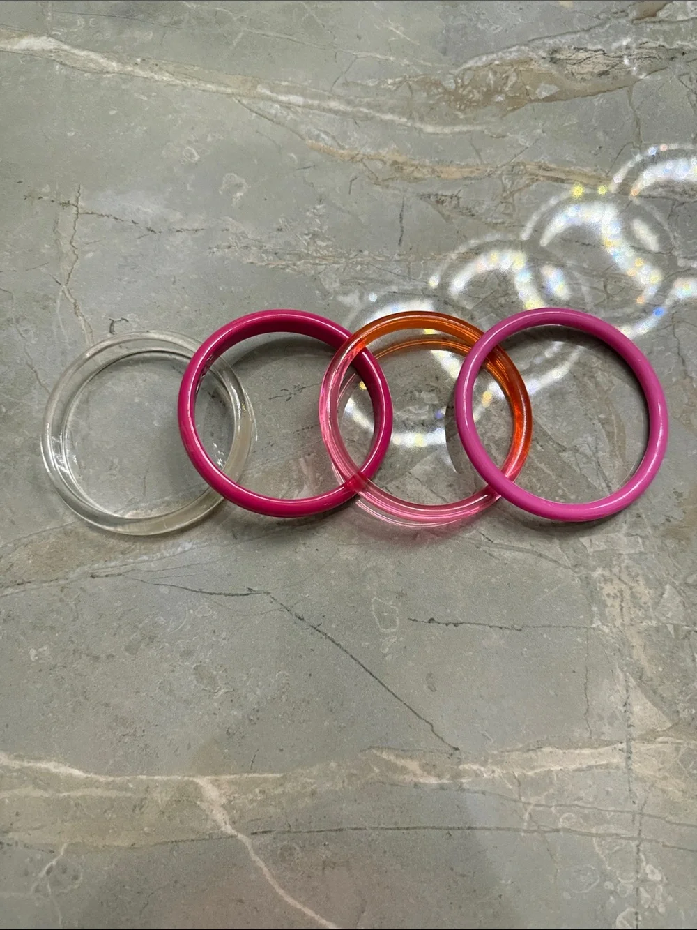 Women's Acrylic Bangle Bracelet Set - Pink, Fuchsia, Clear, Orange